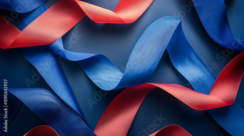Obraz na płótnie Abstract 3D Red and Blue Ribbon Background w salonie