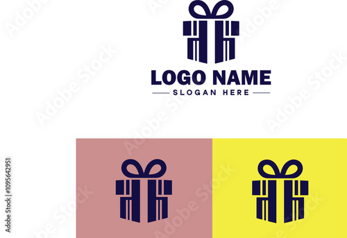 Gift shop icon Souvenir shop Curio shop Specialty store flat logo sign symbol editable vector