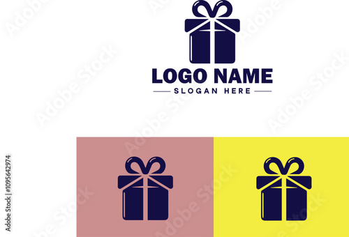 Gift shop icon Souvenir shop Curio shop Specialty store flat logo sign symbol editable vector