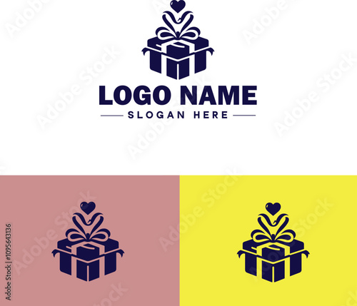 Gift shop icon Souvenir shop Curio shop Specialty store flat logo sign symbol editable vector