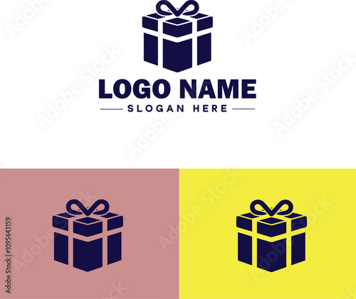 Gift shop icon Souvenir shop Curio shop Specialty store flat logo sign symbol editable vector