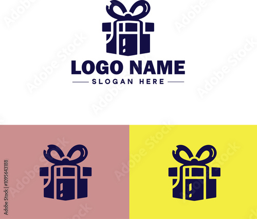 Gift shop icon Souvenir shop Curio shop Specialty store flat logo sign symbol editable vector