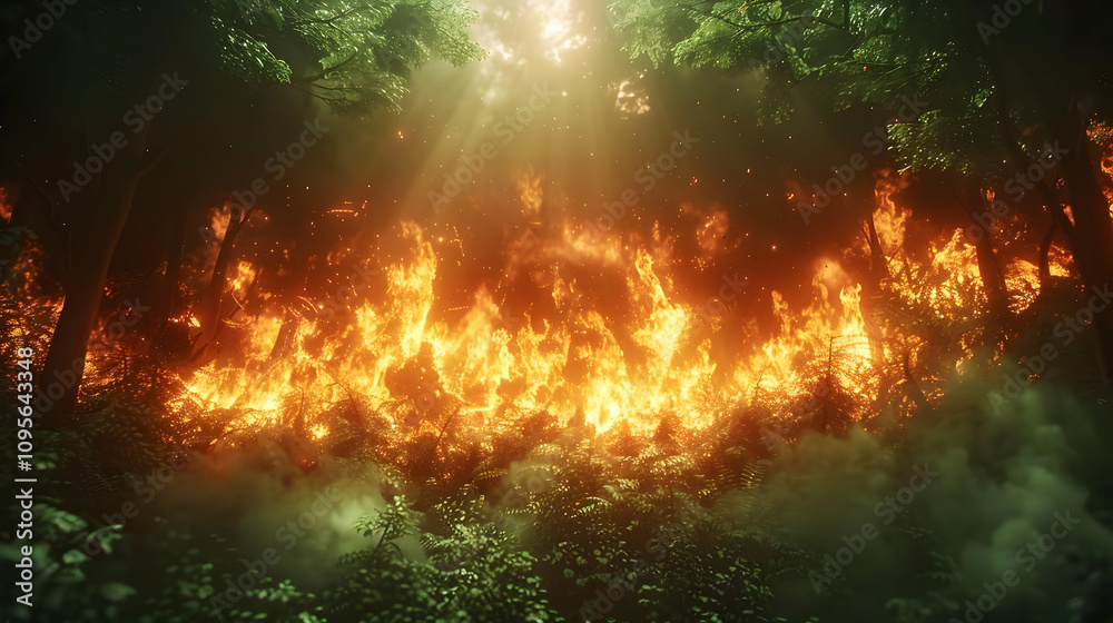 Forest Fire 3D Illustration