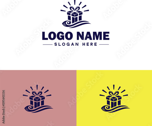 Gift shop icon Souvenir shop Curio shop Specialty store flat logo sign symbol editable vector