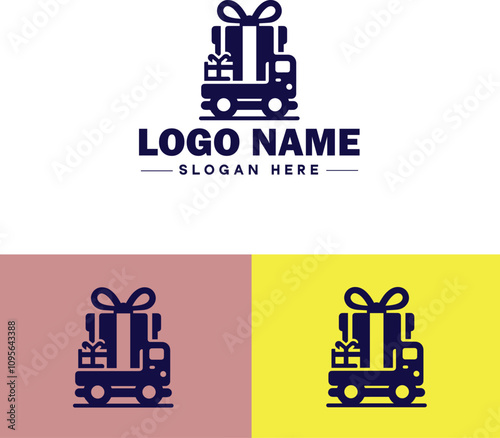 Gift shop icon Souvenir shop Curio shop Specialty store flat logo sign symbol editable vector