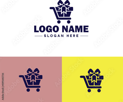 Gift shop icon Souvenir shop Curio shop Specialty store flat logo sign symbol editable vector