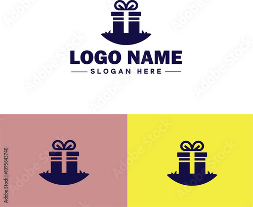 Gift shop icon Souvenir shop Curio shop Specialty store flat logo sign symbol editable vector