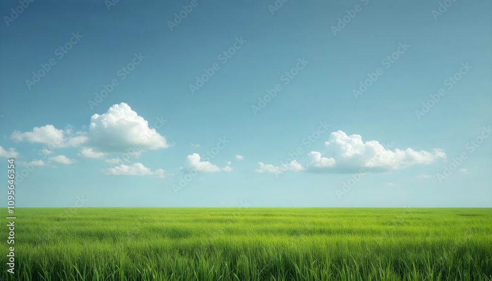 Obraz premium Minimalist Landscape with Clouds and Grass v2
