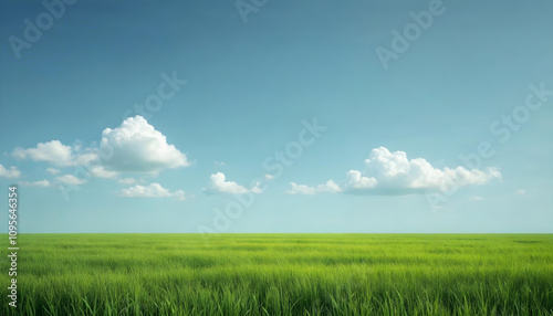 Minimalist Landscape with Clouds and Grass v2