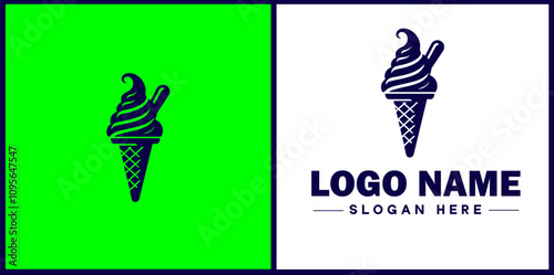 Ice Cream Parlor icon Ice cream shop Ice cream café Gelato parlor flat logo sign symbol editable vector