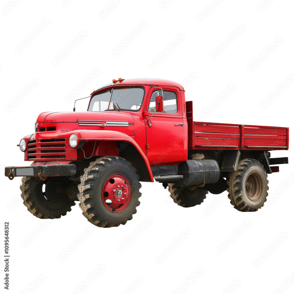 Red modern truck isolated on white or transparent background Red modern truck isolated on white or transparent background