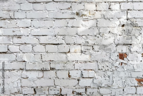 Image of Old white brick and stone wall. Texture for background usage photo