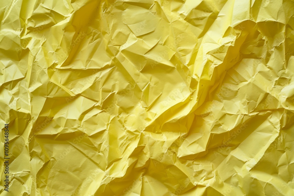 Image of Crumpled sheet of yellow paper. Texture for background usage