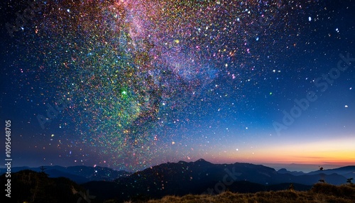 夜空にきらめく星と無数の紙吹雪 photo