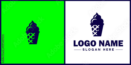 Ice Cream Parlor icon Ice cream shop Ice cream café Gelato parlor flat logo sign symbol editable vector