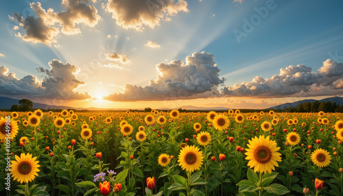 Close-up of cherry blossoms on a sunny day against blue sky