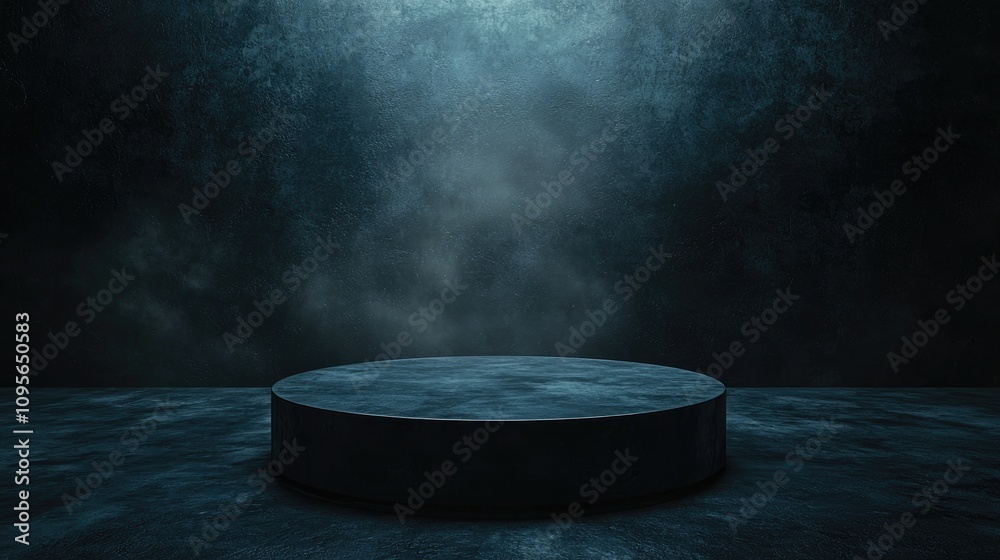 Dark and Moody Stone Platform with Foggy Background Dark and Moody Stone Platform with Foggy Background