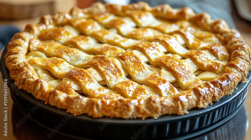 Delicious Homemade Apple Pie with Golden Lattice Crust Delicious Homemade Apple Pie with Golden Lattice Crust