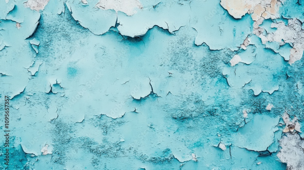 Obraz premium Textured Blue Wall with Peeling Paint in Abstract Pattern