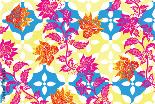 Indonesian batik motifs with very distinctive, exclusive plant patterns. vector EPS 10