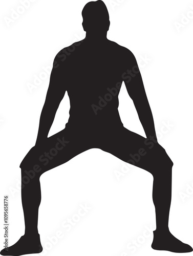 Vector Silhouette Collection: Clean and Bold Designs Young man exercising on whiteVector Silhouette Collection: Clean and Bold Designs Young man exercising on white photo