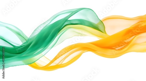 Captivating swirl of green and yellow fabric.