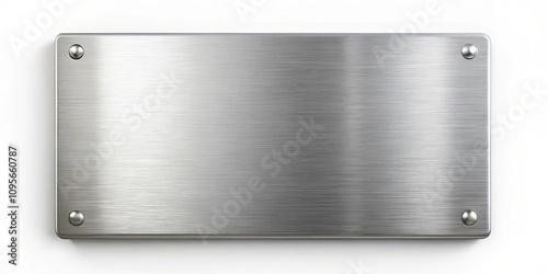 Brushed Metal Rectangular Plate with Fasteners Ideal for Mockups and Design Projects