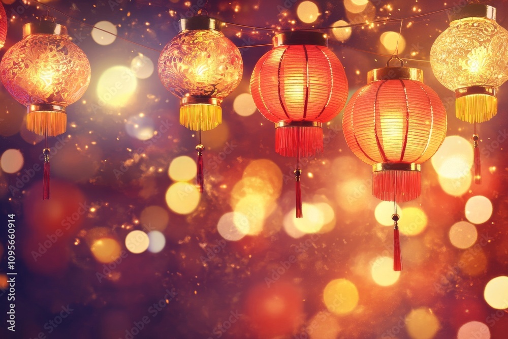 A vibrant and festive stock photo featuring elements of Chinese New Year celebrations. A vibrant and festive stock photo featuring elements of Chinese New Year celebrations.