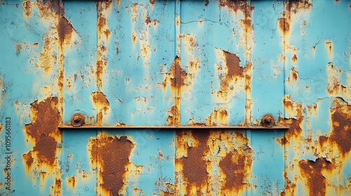 Weathered Blue Metal Surface with Rust and Texture