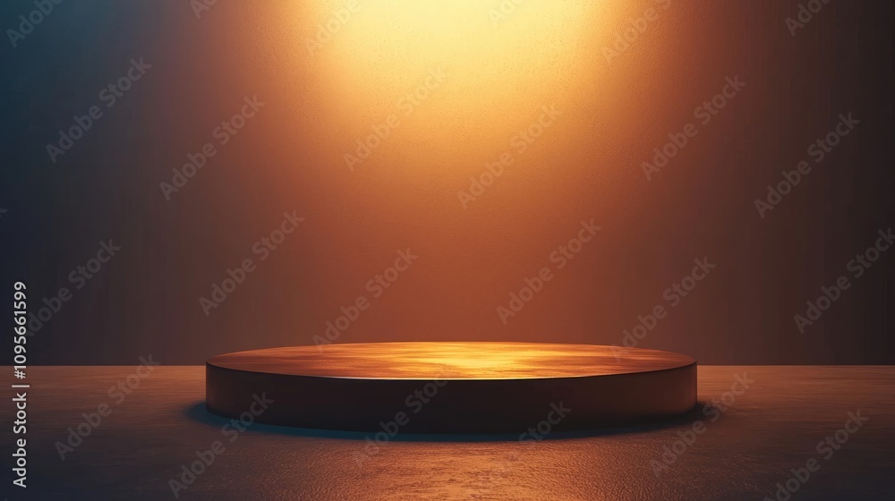 A Circular Platform Illuminated by Warm Light Against a Gradient Background A Circular Platform Illuminated by Warm Light Against a Gradient Background