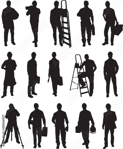 Vector Silhouette Collection: Clean and Bold Designs Industrial contruction workers