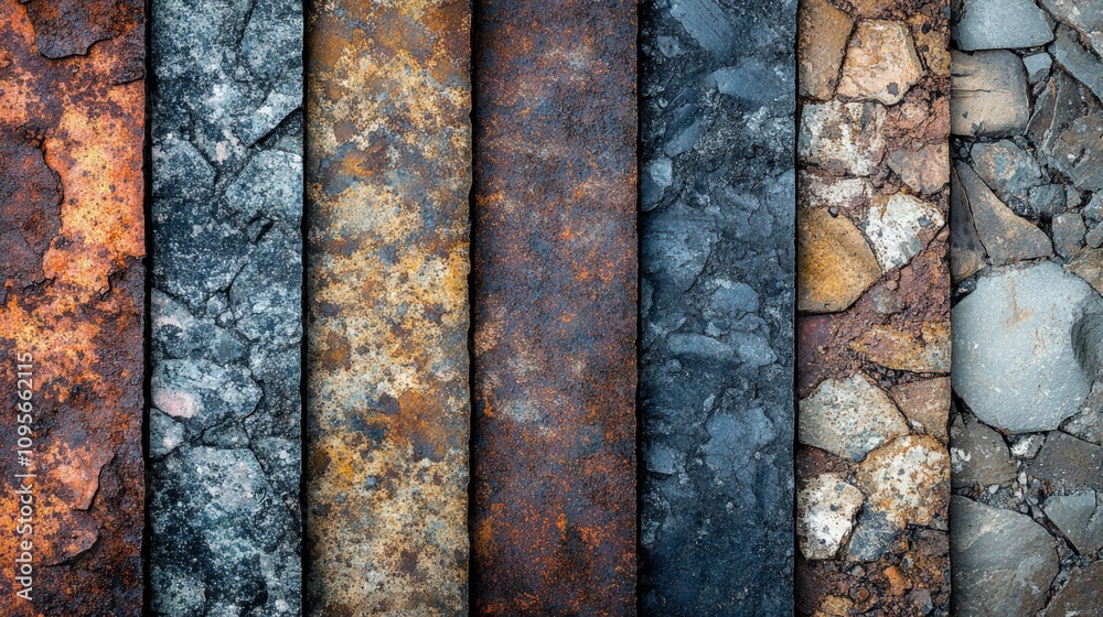 Textured Surfaces of Weathered Metal and Stone for Design Inspiration