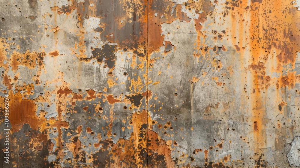 Abstract rusty wall with mottled paint stains