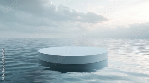 A Circular Platform Floating on a Calm Ocean Surface photo