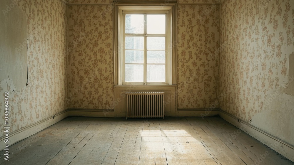 A room with a window and a radiator A room with a window and a radiator