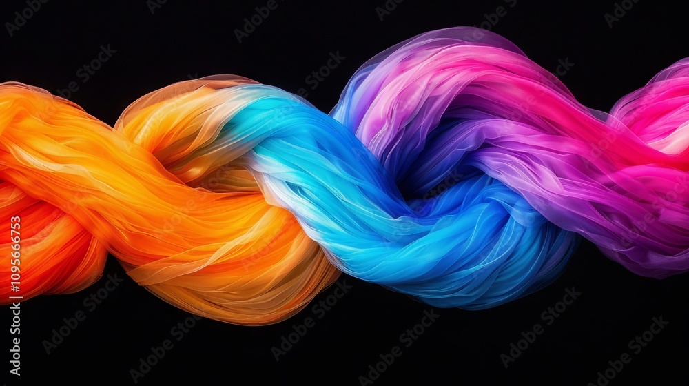 Colorful swirling strands of vibrant fabric. Colorful swirling strands of vibrant fabric.
