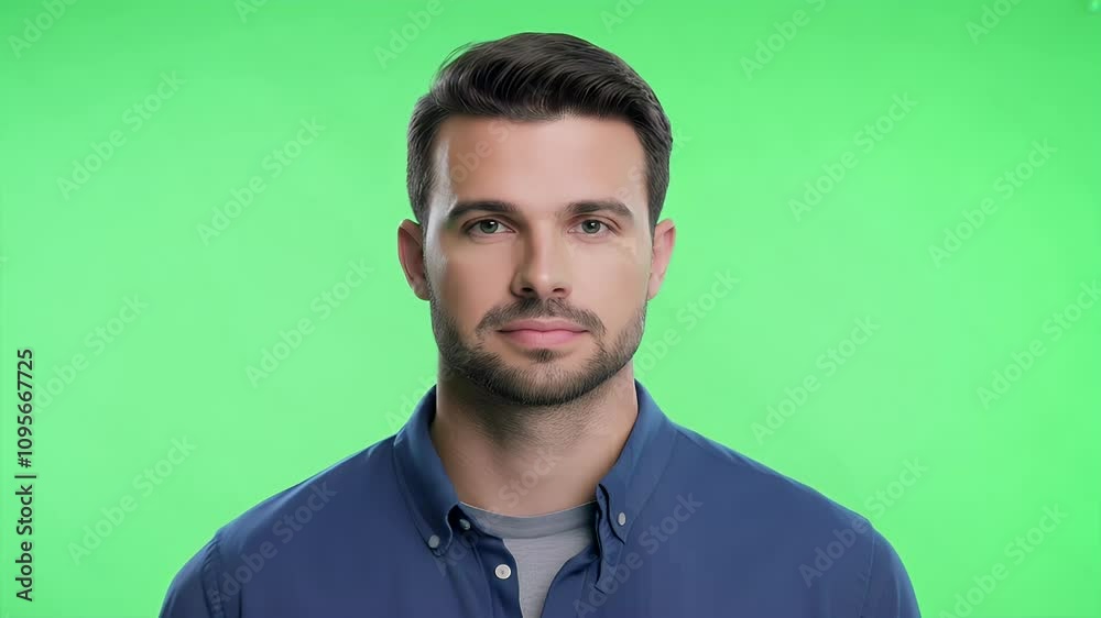 Portrait of a Handsome Man Against a Green Screen Portrait of a Handsome Man Against a Green Screen