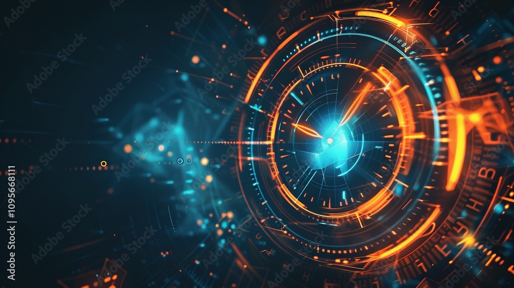 Obraz premium Time in Light: A Futuristic Digital Clock Silhouette Emitting a Soft Glow