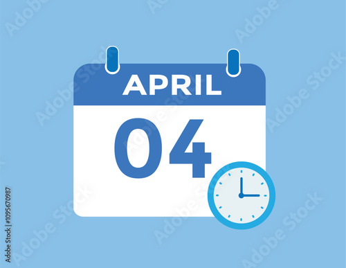 4 April calendar vector. Flat vector daily calendar icon. calendar icon vector.4 april Calendar Day or Calendar Date for Deadlines or Appointment 
