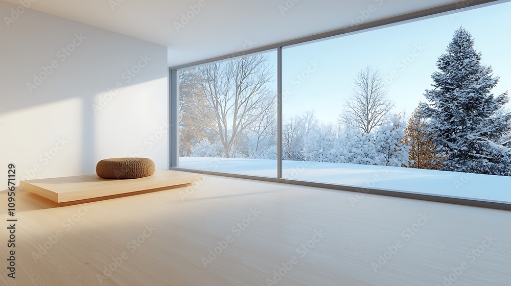 Winter serenity in minimalist interior modern home photography cozy atmosphere calming concept