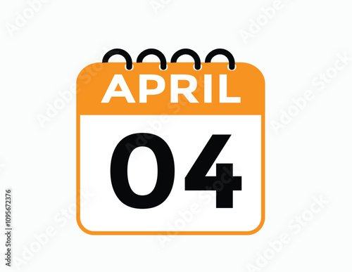 4 April calendar vector. Flat vector daily calendar icon. calendar icon vector.4 april Calendar Day or Calendar Date for Deadlines or Appointment 
