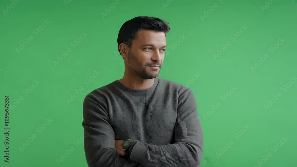 Portrait of a Man Against Green Screen Portrait of a Man Against Green Screen