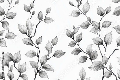 Seamless leaves pattern vector in various shades of green and brown, creating a natural and serene backdrop ideal for design projects. photo