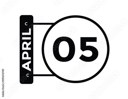 5 April calendar vector. Flat vector daily calendar icon. calendar icon vector.5 April Calendar Day or Calendar Date for Deadlines or Appointment 