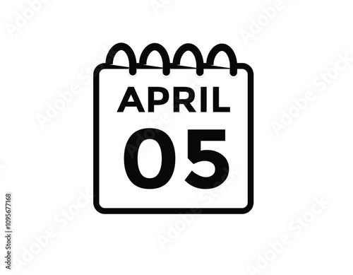 5 April calendar vector. Flat vector daily calendar icon. calendar icon vector.5 April Calendar Day or Calendar Date for Deadlines or Appointment 
