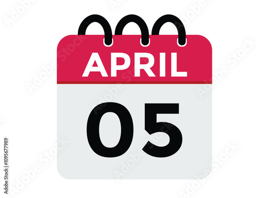 5 April calendar vector. Flat vector daily calendar icon. calendar icon vector.5 April Calendar Day or Calendar Date for Deadlines or Appointment 