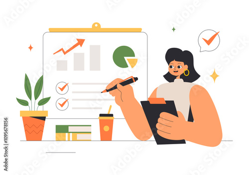 Confident Businesswomen Vector Illustration of Strong Female Entrepreneurs Supporting to Promote Women's Participation in Politics and Business