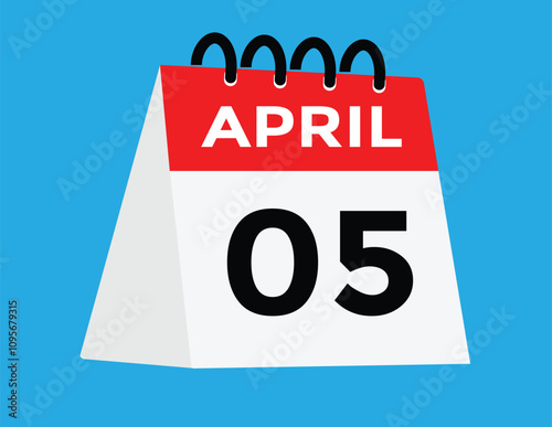 5 April calendar vector. Flat vector daily calendar icon. calendar icon vector.5 April Calendar Day or Calendar Date for Deadlines or Appointment 