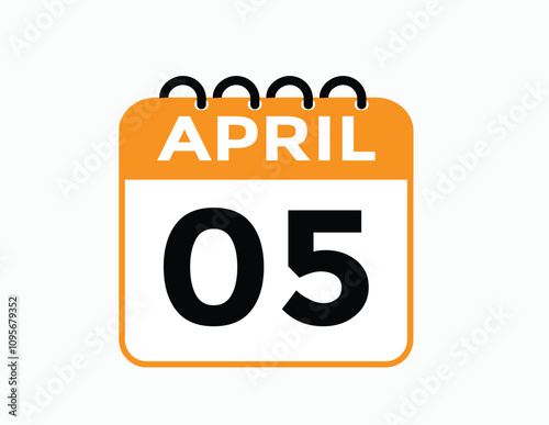 5 April calendar vector. Flat vector daily calendar icon. calendar icon vector.5 April Calendar Day or Calendar Date for Deadlines or Appointment 