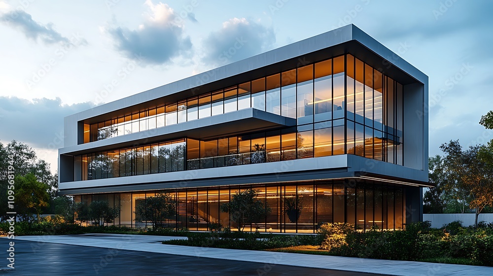 Modern office building design urban area architecture evening aesthetic appeal Modern office building design urban area architecture evening aesthetic appeal